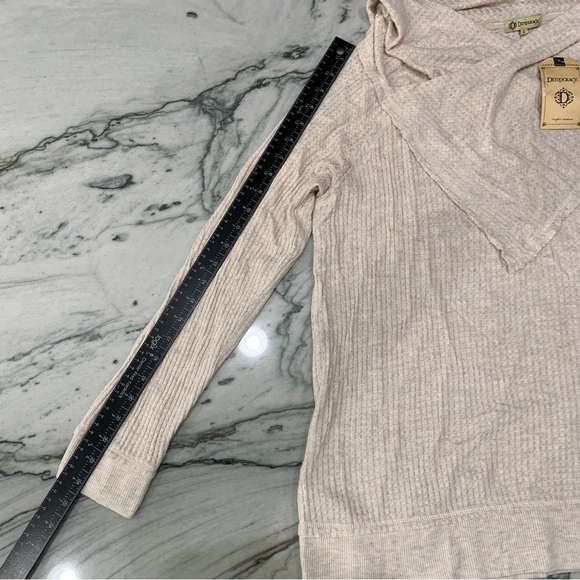 NEW Democracy Ribbed Asymmetrical Sweater – Size L – Beige Knit Pullover - Picture 8 of 10